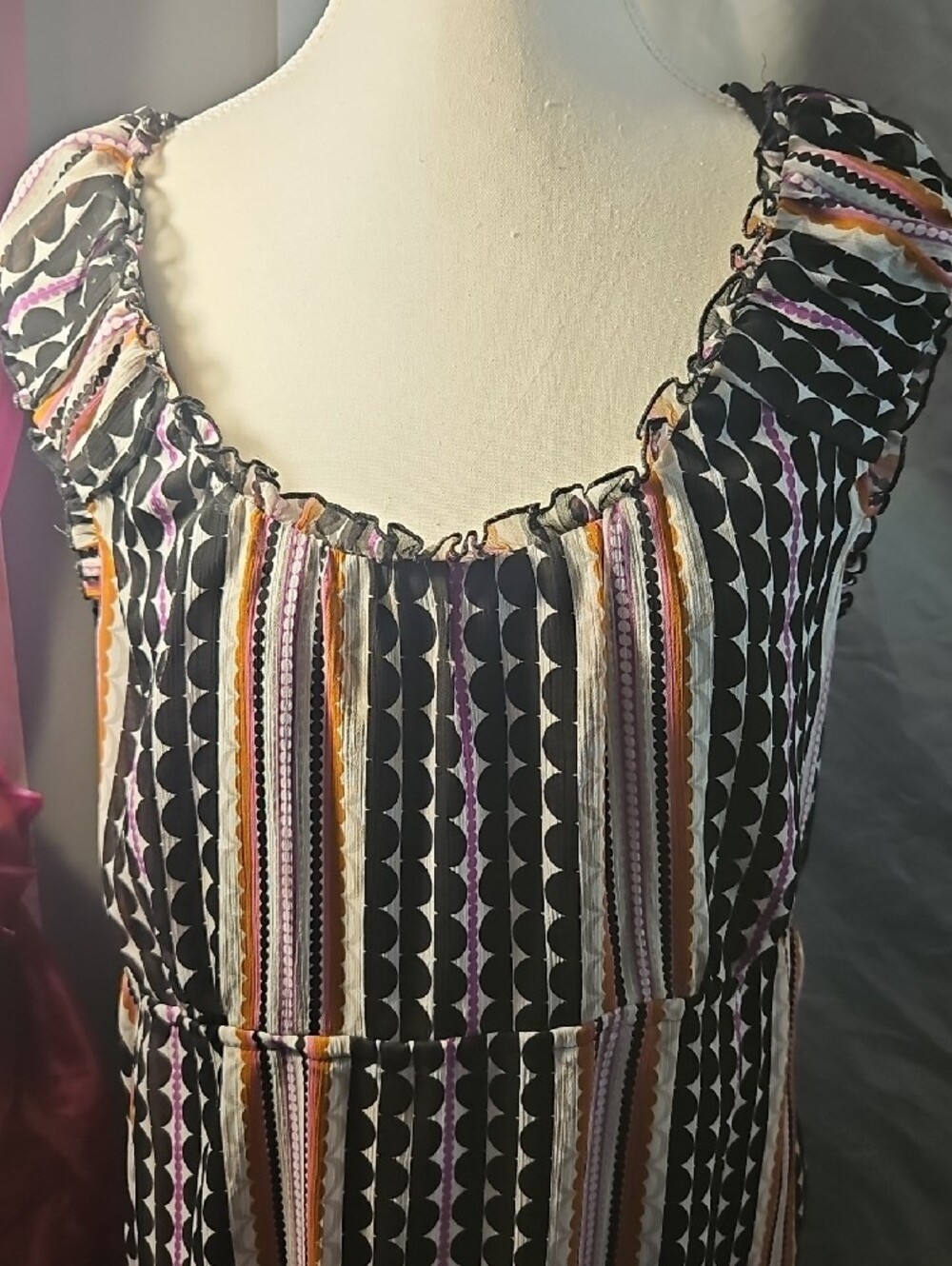 Merona Striped Sleeveless Maxi Dress in Black, Purple, Tan and White